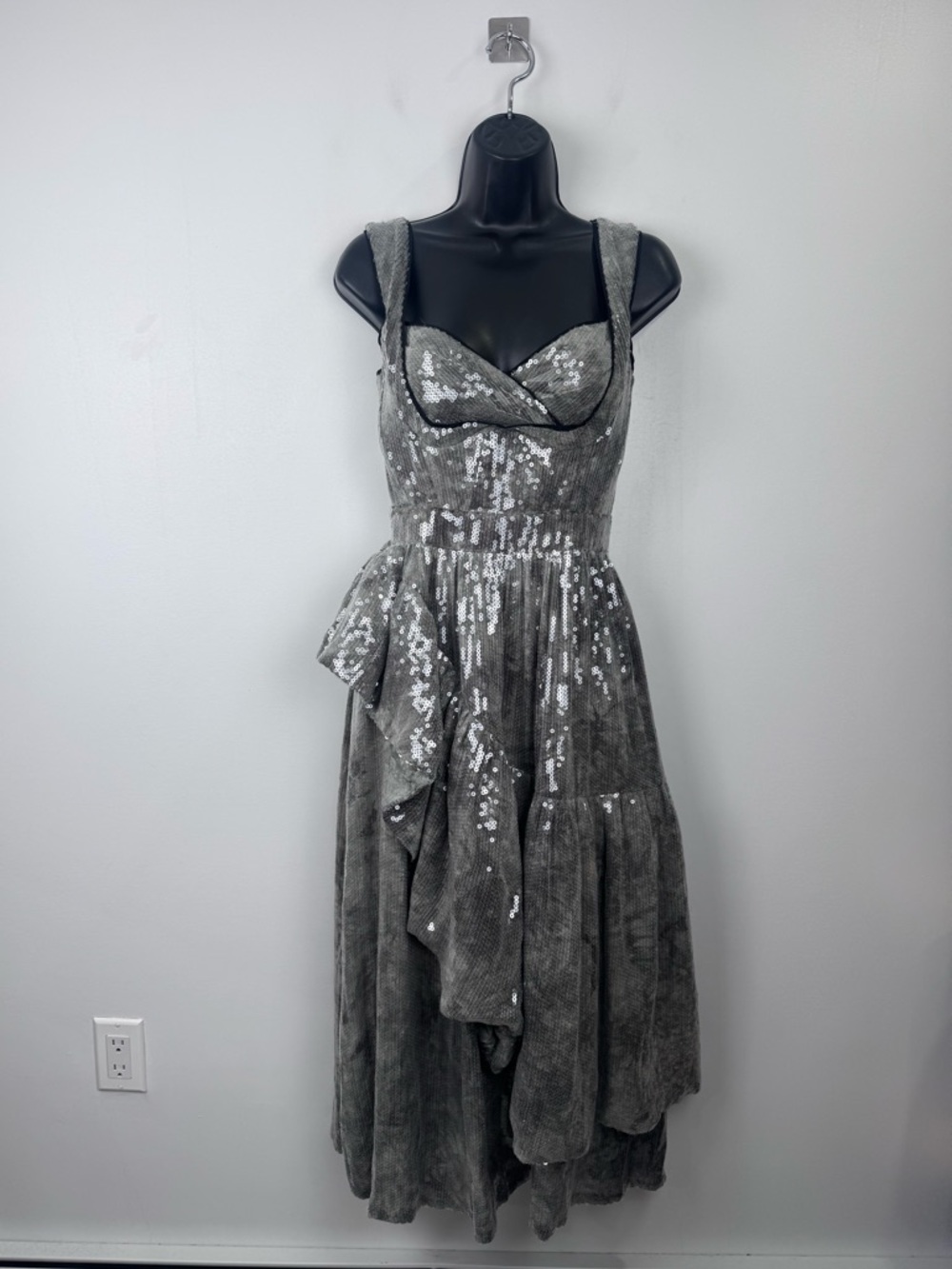 CeliaB Women Silvermoon Sequin Grey Maxi Dress Size XS